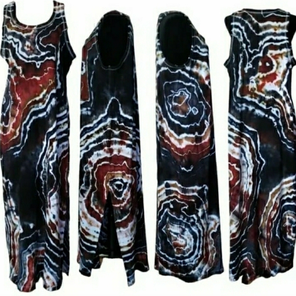 Tank Dress Tie Dye Swimsuit Coverup Geode Handmade OOAK NEW 🤎 Retail $128.oo - Picture 3 of 8